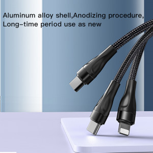 Cablu Type-C la 2 x Lightning, 2 x Type-C, 1.2m, 4A - Yesido (CA110) - Black - Img 4