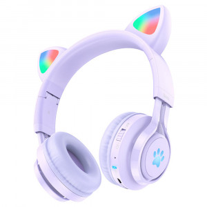 Casti pentru Copii, Ajustabile - Hoco Cat Ear (W39) - Purple - Img 1