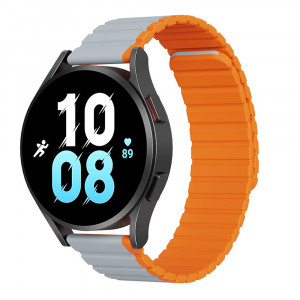 Curea pentru Samsung Galaxy Watch 4/5/Active 2, Huawei Watch GT 3 (42mm)/GT 3 Pro (43mm) - Dux Ducis LD Series - Grey / Orange - Img 1