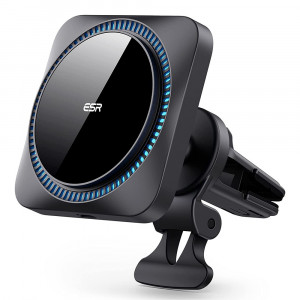 ESR - Car Holder with Wireless Charging HaloLock - with CryoBoost, MagSafe Compatible, for Air Vent - Frosted Onyx - Img 1