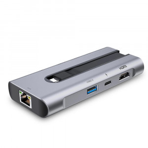 ESR - Hub 8in1 - RJ45, 3 x USB, 2 x Type-C, HDMI, SD Card, Micro SD Card - Grey - Img 4