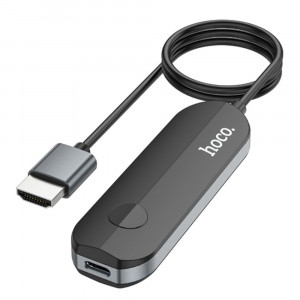 Hoco - Audio & Video Adapter (UA23) - Wireless to HDMI 4K@30Hz, Type-C Cable for Charging, Compatible with Apple Only - Black - Img 1