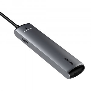 Hub - USB-C la HDMI, Type-C, 3x USB, RJ45 - Baseus (CAHUB-J0G) - Grey - Img 3