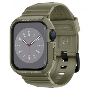 Husa pentru Apple Watch 4 / 5 / 6 / 7 / 8 / SE / SE 2 (44 / 45mm) + Curea - Spigen Rugged Armor Pro - Vintage Khaki - Img 1