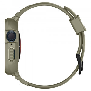 Husa pentru Apple Watch 4 / 5 / 6 / 7 / 8 / SE / SE 2 (44 / 45mm) + Curea - Spigen Rugged Armor Pro - Vintage Khaki - Img 4