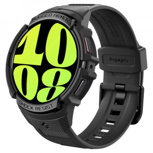 Husa pentru Samsung Galaxy Watch6 44mm + Curea - Spigen Rugged Armor Pro - Black