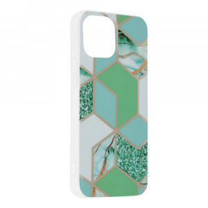 Husa telefon iPhone 13 mini - Techsuit Marble Series - Green Hex - Img 2