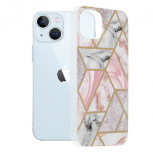 Husa telefon iPhone 13 - Techsuit Marble Series - Pink Hex - Img 1