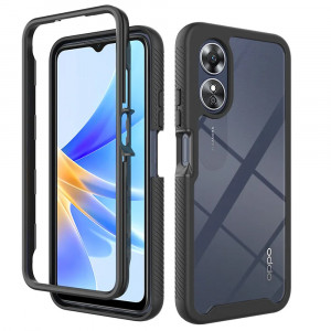 Husa telefon Oppo A17 + Folie - Techsuit Defense360 Pro - Black - Img 1