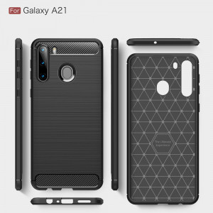 Husa telefon Samsung Galaxy A21 - Techsuit Carbon Silicone - Black - Img 2