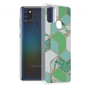 Husa telefon Samsung Galaxy A21s - Techsuit Marble Series - Green Hex - Img 1