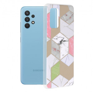 Husa telefon Samsung Galaxy A32 4G - Techsuit Marble Series - Purple Hex - Img 1