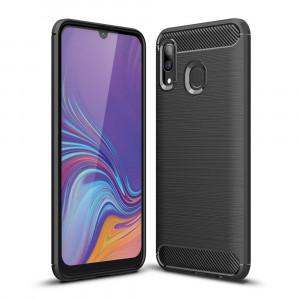 Husa telefon Samsung Galaxy A40 - Techsuit Carbon Silicone - Black - Img 1