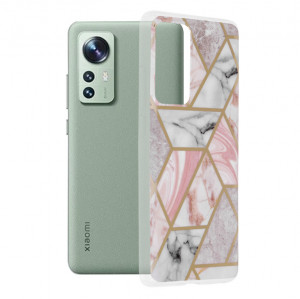 Husa telefon Xiaomi 12 / 12X - Techsuit Marble Series - Pink Hex - Img 1