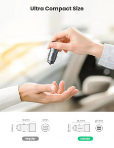 Incarcator Auto 2xUSB-A, 24W, 4.8A - Ugreen (50592) - Gray - Img 3
