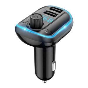Incarcator Auto cu Modulator FM, Display LED, 2xUSB 3.1A, MicroSD - Yesido (Y44) - Black - Img 1