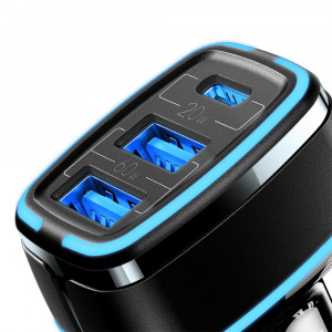 Incarcator Auto Type-C, 2xUSB, 80W, 3A - USAMS C24 Triple Port (US-CC126) - Black - Img 2