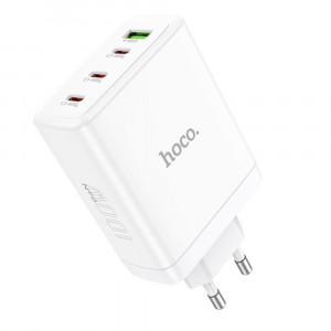 Incarcator pentru Priza USB, 3x Type-C, Fast Charging, 100W - Hoco Leader (N31) - White - Img 1