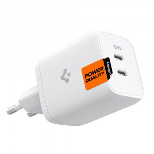 Incarcator Priza 2xType-C, Super Fast Charging, PD65W - Spigen Power Arc (PE2106EU) - White - Img 2