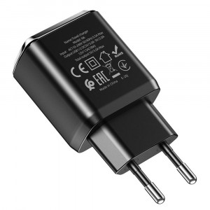 Incarcator Priza 2xUSB-A, Q.C 3.0, 18W, 3.0A - Hoco Charmer (N6) - Black - Img 3