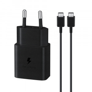Incarcator Priza Type-C 15W, Fast Charging, Cablu Type-C la Type-C - Samsung (EP-T1510XBEGEU) - Black (Blister Packing) - Img 1