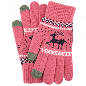 Manusi Touchscreen - Techsuit Raindeer Woolen (ST0002) - Dark Pink - Img 3