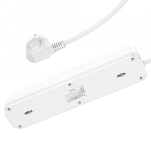 Prelungitor 2xUSB-A 18W, 4xShuko, Type-C PD20W, 3A, 1.8m - Hoco Aura (NS1) - White - Img 3