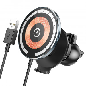 Suport Auto cu Incarcare Fara Fir, 15W - Hoco Discovery Edition (CW42) - Black - Img 1