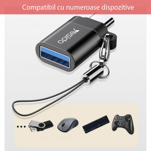 Adaptor OTG Type-C la USB 3.0 5Gbps - Yesido (GS06) - Black - Img 3