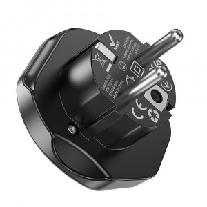 Adaptor Priza Universal PL/EU Plug / UK, 10A, 250V, 2500W - Hoco (AC6) - Black - Img 4
