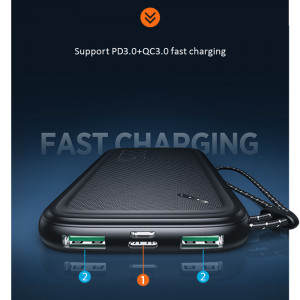 Baterie Externa 10000mAh 2xUSB, USB-C, Micro-USB - USAMS (US-CD151) - Black - Img 2
