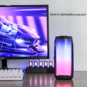 Boxa Portabila LED, Bluetooth 5.0, 10W - Hoco Pulsating (HC8) - White - Img 3
