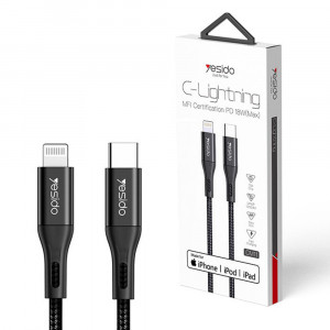 Cablu de Date Type-C la Lightning, 18W, 2A, 1.2m - Yesido (CM11) - Black - Img 2