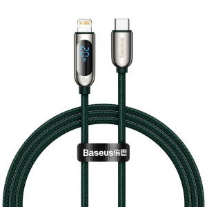 Cablu de Date Type-C la Lightning 20W, 1m - Baseus Display (CATLSK-06) - Green - Img 1