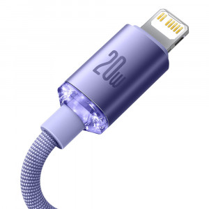 Cablu de Date Type-C la Lightning 20W, 2m - Baseus Crystal Shine (CAJY000305) - Purple - Img 2