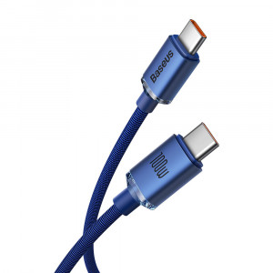 Cablu de Date Type-C la Type-C 100W, 2m - Baseus Crystal Shine (CAJY000703) - Blue - Img 2