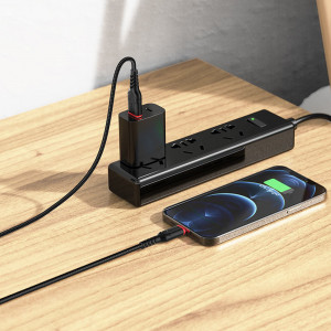 Cablu de Date USB-A la Lightning 12W, 2.4A, 1m - Hoco Victory (X59) - Black - Img 4
