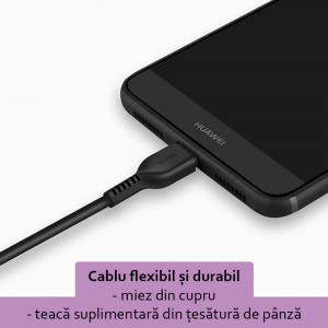 Cablu de Date USB-A la Type-C 10W, 3A, 3m - Hoco Flash (X20) - Black - Img 4