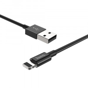 Cablu de Date USB la Lightning 15W, 3A, 1m - Hoco Skilled (X23) - Black - Img 3