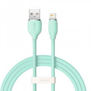 Cablu de Date USB la Lightning 2.4A, 1.2m - Baseus Jelly Liquid Silica Gel (CAGD000006) - Green - Img 1