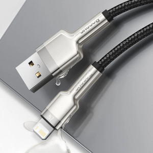 Cablu de Date USB la Lightning 2.4A, 2m - Baseus Cafule (CALJK-B01) - Black - Img 2