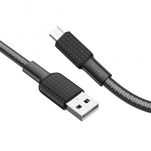 Cablu de Date USB la Micro-USB 12W, 2.4A, 1m - Hoco Jaeger (X69) - Black / White - Img 2