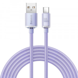 Cablu de Date USB la Type-C 100W, 1.2m - Baseus Crystal Shine (CAJY000405) - Purple - Img 1