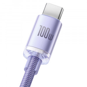 Cablu de Date USB la Type-C 100W, 1.2m - Baseus Crystal Shine (CAJY000405) - Purple - Img 3
