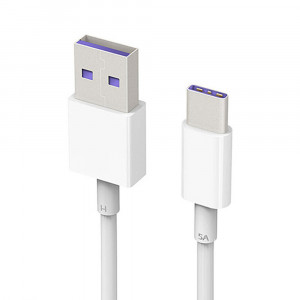 Cablu de Date USB la Type-C Fast Charge 5A, 480Mbps, 1m - Huawei AP71 (HL-1289) - White (Bulk Packing) - Img 1