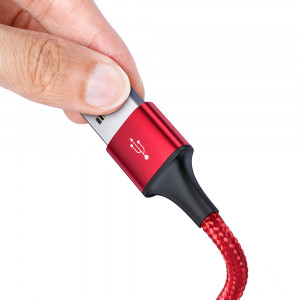 Cablu de Date USB la Type-C, Lightning, Micro-USB 3.5A, 1.2m - Baseus Rapid Series (CAJS000009) - Red - Img 3
