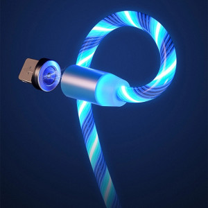 Cablu de Incarcare Magnetic USB la Type-C, Micro-USB, Lightning 1m - Techsuit LED Flowing - Blue - Img 4