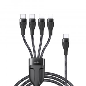 Cablu Type-C la 2 x Lightning, 2 x Type-C, 1.2m, 4A - Yesido (CA110) - Black - Img 1