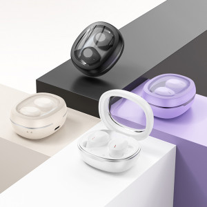 Casti Bluetooth TWS cu Carcasa Transparenta si Display Digital - Hoco (EQ3) - White - Img 3