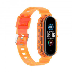 Curea pentru Xiaomi Mi Band 5 / 5 NFC / 6 / 6 NFC / Amazfit Band 5 - Techsuit Watchband (W017) - Orange - Img 2